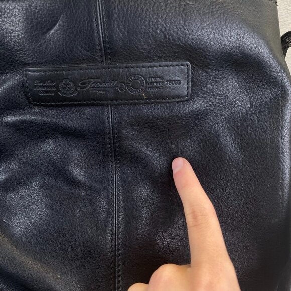 Vtg Fossil Black Genuine Leather Shoulder Bag 75082 Fossil 1954 - Picture 3 of 12